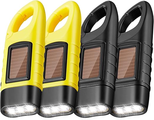 Mudder 4 Pack Hand Crank Solar Powered Flashlight