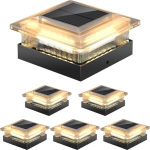 NACINIC 4x4 Solar Post Cap Lights 6 Pack