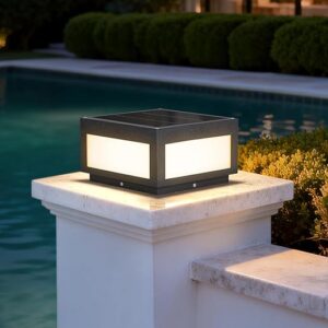 PAKEDANDUN Solar Pillar Lights Outdoor 9.84 Inch