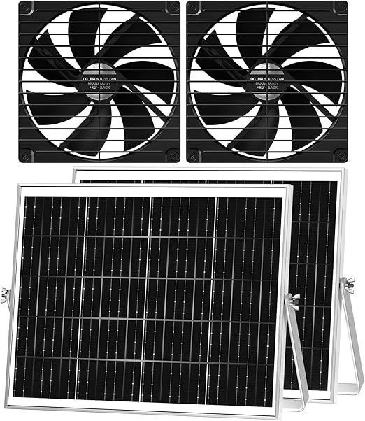 Solar Greenhouse Fan 2 Pack 7.1