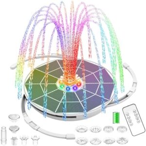 AISITIN Solar Fountain Pump with Colorful LED Lights