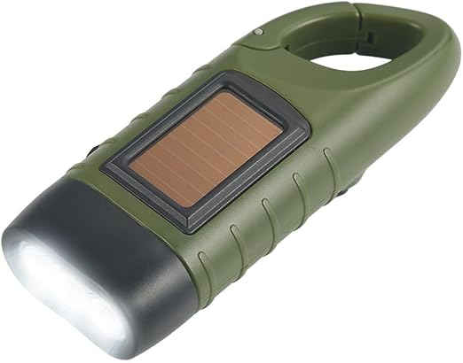 Simpeak Hand Cranking Solar Powered Flashlight with Carabiner