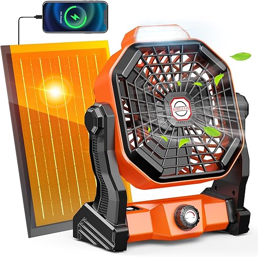 Rechargeable Solar Camping Fan 8-inch
