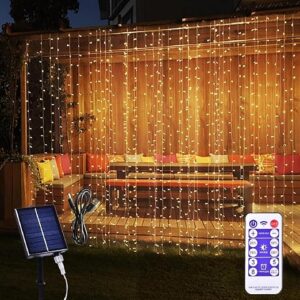 300 LED Solar Curtain Lights Dual Powered