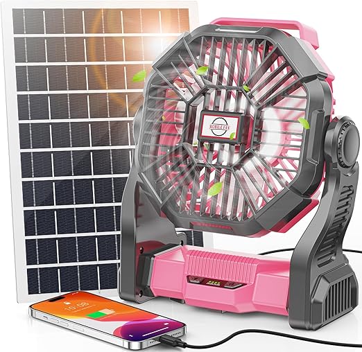 30000mAh Solar Fan with LED Lantern