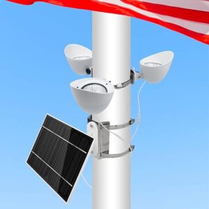enrybia Solar Flagpole Light 3 Super-Spotlights