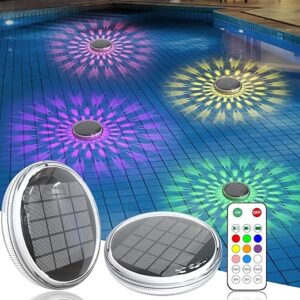 Solar Powered Floating Pool Lights 2 Pack with Remote