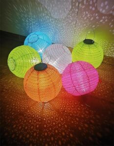 Solar Hanging Japanese Style Round Lanterns