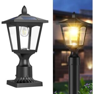 Solar Post Lights 3000K Dusk to Dawn Pier Mount Base warm white