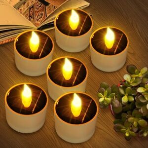 Solar Tea Lights 6 Pack Flameless Flickering