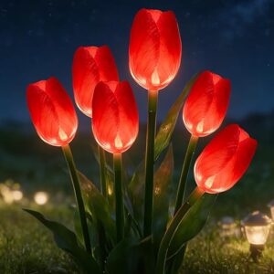 Solar Tulip Garden Lights 6 Pack Red
