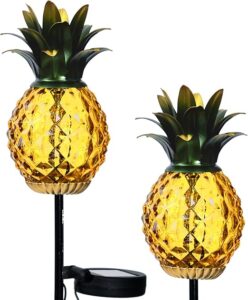 Teravem Glass Pineapple Solar Hanging Lanterns (2-Pack)