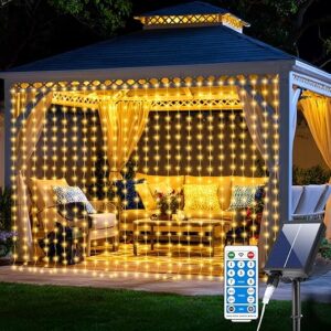 Upgraded Solar Curtain Lights 10x10Ft Waterfall