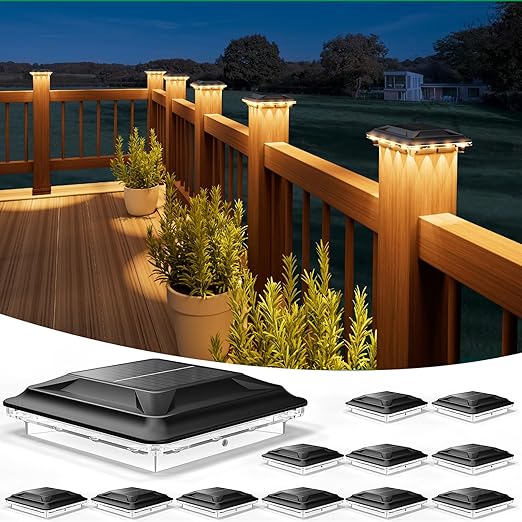 Upgraded Solar Post Cap Lights 12 Pack