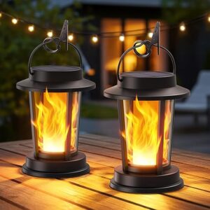 WdtPro Solar Lanterns Flickering Flame 2 Pack
