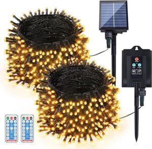 woohaha 2 Pack Solar Christmas Lights with Remote (400 LED)