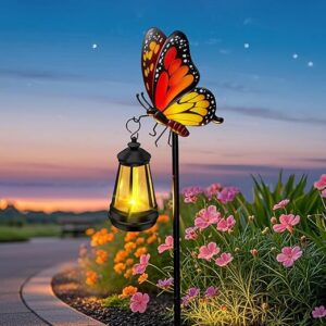 ZFNN Solar Metal Butterfly with Hanging Lantern