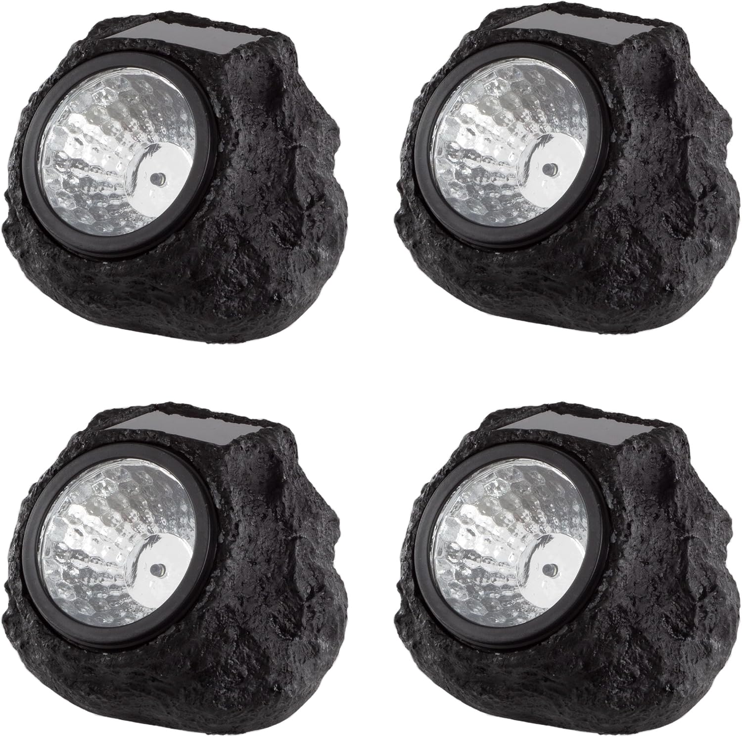 Pure Garden Solar Rock Lights, 4-Pack, Faux-Stone