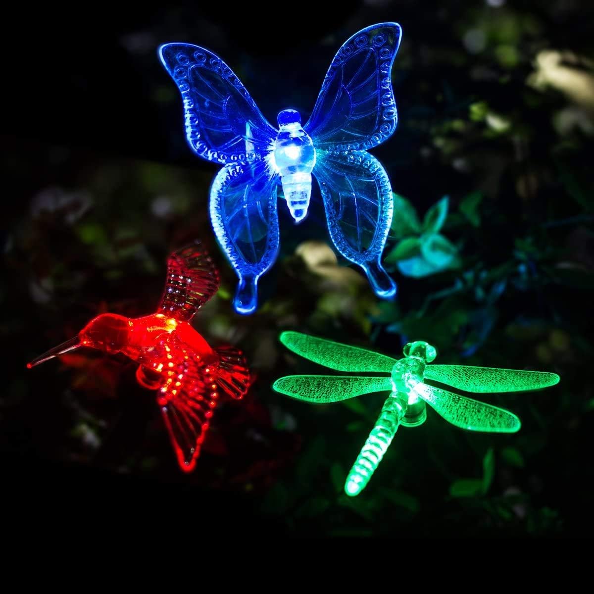 GIGALUMI Solar Butterfly Garden Stake Lights (3-Pack)