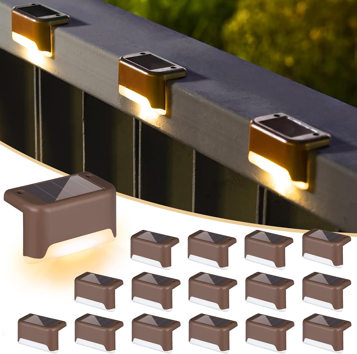 SOLPEX Solar Deck Lights, 16-Pack, Warm White