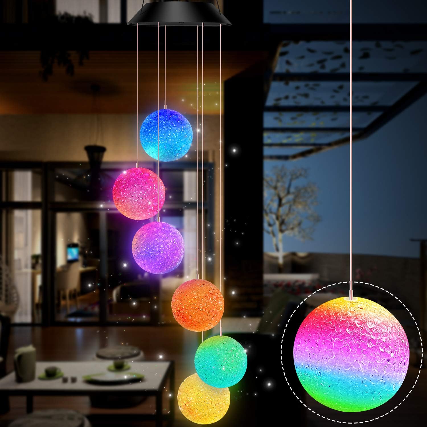 Remon Solar Wind Chimes with Color-Changing LED